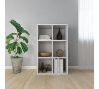 Yunovire Bibliothèque buffet blanc 66 x 30 x 98 cm en matériau dérivé du bois, à 6 compartiments, polyvalente comme armoire pour salon, bureau, chambre à coucher, bibliothèque robuste
