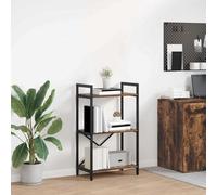 Yunovire Bibliothèque en chêne fumé 55 x 34 x 96 cm, matériau au bois, 3 étagères, style industriel, design autonome, pour salon, bureau et chambre à coucher