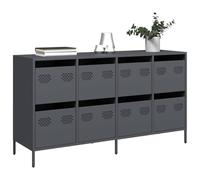 Yunovire Buffet anthracite 135 x 39 x 73,5 cm, en acier laminé à froid, design moderne, espace de rangement robuste pour salon, couloir, salle à manger, bureau, maison