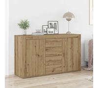 Yunovire Buffet artisanal en chêne artisanal 120 x 36 x 69 cm, 2 portes, 4 tiroirs, meuble moderne pour salon, salle à manger, couloir, espace de rangement polyvalent, durable