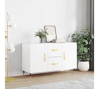 Yunovire Buffet blanc 100 x 36 x 60 cm, en bois, moderne, robuste, avec portes, grand espace de rangement pour salon, couloir et cuisine, meuble durable