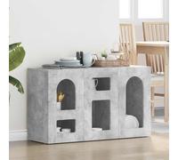 Yunovire Buffet en béton gris 100 x 35 x 59 cm, matériau à base de bois, moderne, durable, résistant aux rayures, polyvalent, pour salon, salle à manger, couloir, espace de rangement pratique