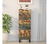 Yunovire Buffet haut à 3 portes, 40 x 33 x 110 cm, bois massif et fer, style industriel, pour salon, salle à manger, couloir, espace de rangement