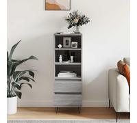 Yunovire Buffet haut gris Sonoma 40 x 36 x 110 cm, en bois dérivé du bois, style industriel, avec 3 compartiments, pieds en métal, meuble moderne pour salon, couloir