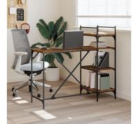 Yunovire Bureau d'ordinateur avec étagère, 120 x 47 x 109 cm, matériau en bois de chêne fumé, cadre en métal robuste, bureau polyvalent pour la maison, le bureau, les jeux, la chambre d'enfant, avec