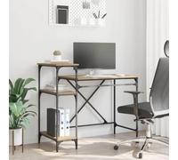 Yunovire Bureau en chêne artisanal, 105 x 50 x 90 cm, design industriel avec 3 étagères, moderne, pour la maison et le bureau, plan de travail polyvalent, charge maximale : 60 kg