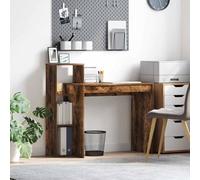 Yunovire Bureau en chêne fumé 100 x 40 x 90 cm, en bois dérivé du bois, bureau d'ordinateur avec 3 étagères, bureau moderne à domicile, bureau durable et grand espace de rangement