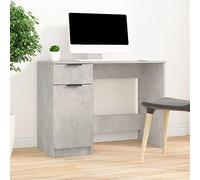 Yunovire Bureau gris béton 100 x 50 x 75 cm en bois robuste avec tiroir et compartiments, pour bureau à domicile, design moderne, utilisation polyvalente