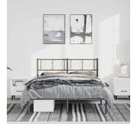 Yunovire Cadre de lit avec tête de lit, en métal noir, 150 x 200 cm, lit double, robuste, design moderne, espace de rangement supplémentaire, meubles de chambre à coucher durables