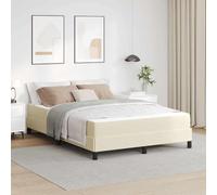 Yunovire Cadre de lit crème avec matelas, 140 x 190 cm, housse en tissu, matériau dérivé du bois, lit plate-forme élégant pour chambre à coucher, design moderne