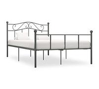 Yunovire Cadre de lit en métal gris 160 x 200 cm, meuble de chambre moderne avec sommier à lattes, plateforme stable pour plus de confort et d'élégance