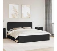 Yunovire Cadre de lit noir 200 x 200 cm en bois de pin massif - Design moderne - Plateforme stable pour chambre à coucher