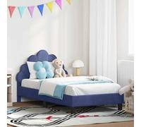 Yunovire Cadre de lit pour enfant - Bleu police - 80 x 160 cm - En velours - Lit plateforme moderne avec espace de rangement pour tête de lit - Cadre en bois - Profil bas pour chambre à coucher