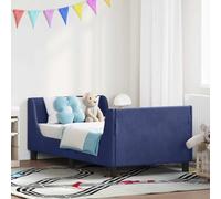 Yunovire Cadre de lit pour enfant - Bleu police - 80 x 160 cm - Housse en velours - Cadre en bois - Avec compartiments de rangement pour tête de lit - Design moderne pour chambre d'adolescent