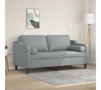 Yunovire Canapé 2 places, gris clair, 140 cm, en tissu, moderne, avec 2 coussins décoratifs, structure en métal robuste, confortable, pour adultes, meuble de salon