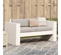 Yunovire Canapé de jardin 2 places, blanc, 134 x 60 x 62 cm, en pin massif, robuste, pour balcon, terrasse, jardin, meuble d'extérieur pour conversation