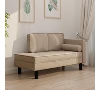 Yunovire Chaise longue avec coussin, traversin, cuir synthétique cappuccino, 118 x 55 x 57 cm, cadre en bois robuste, salon confortable pour adultes