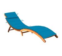 Yunovire Chaise longue en bois d'acacia massif avec coussin et repose-tête, pliable, ergonomique, résistant aux intempéries, pour jardin, terrasse, balcon, piscine, extérieur et camping pour se