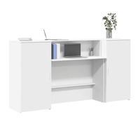 Yunovire Comptoir de réception en bois avec comptoir et espace de rangement - Blanc - 200 x 50 x 103,5 cm - Pour bureau, hôtel, cabinet médical, réception moderne, design durable