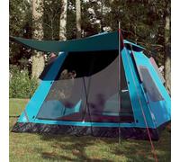 Yunovire Dôme Tente de camping pour 5 personnes - Bleu - Quick Release - Imperméable - Coupe-vent - Légère - Avec auvent amovible - 2 entrées - Connexion E - Pour trekking, plage, festival, voyages en