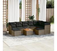 Yunovire Ensemble de 10 canapés de jardin en polyrotin gris, design modulaire, résistant aux UV, avec espace de rangement et coussins, pour terrasse, balcon, extérieur, conversation