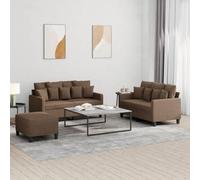 Yunovire Ensemble de canapé 3 pièces avec coussins, marron, tissu, structure en métal robuste, expérience d'assise confortable, pour salon, chambre à coucher, adulte, canapé 2 x 2 places, 1 x