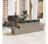 Yunovire Ensemble de Canapé de Jardin 6 Pièces Gris en Résine Rotin et Acier Modulable avec Coussins pour Terrasse Balcon Jardin Mobilier d'Extérieur pour Relaxation et Socialisation