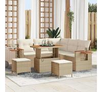 Yunovire Ensemble de canapé de jardin 8 pièces Beige Crème Résine tressée Acier thermolaqué résistant aux UV avec coussins amovibles pour terrasse, balcon, jardin, utilisation toute l'année