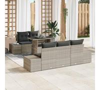 Yunovire Ensemble de canapé de jardin avec coussins, 6 pièces, gris clair/gris foncé, polyrotin et acier, modulaire, pour terrasse et balcon, résistant aux intempéries, protection UV, 100 x 55 x 73 cm