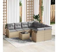 Yunovire Ensemble de canapés de jardin avec coussins modulables en rotin synthétique et acier 232,5 x 234 cm Beige Gris avec compartiments de rangement pour terrasse, balcon, jardin