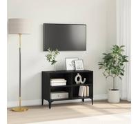 Yunovire Ensemble de meubles TV noirs 69,5 x 30 x 50 cm en matériau dérivé du bois mural avec étagère moderne pour salon et chambre à coucher