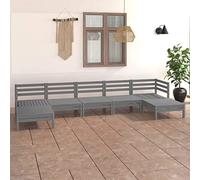 Yunovire Ensemble de salon de jardin 7 pièces gris pin massif, canapé d'extérieur modulaire pour terrasse, balcon, véranda, meubles en palettes résistants aux intempéries, ensemble de conversation