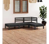 Yunovire Ensemble salon de jardin 4 pièces en pin massif noir - Canapé d'extérieur modulaire pour terrasse, balcon, véranda, meubles robustes pour jardin, conversation confortable