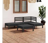 Yunovire Ensemble salon de jardin 5 pièces en pin massif noir, canapé d'extérieur pour terrasse, balcon, jardin, zone de conversation, meubles extérieurs durables
