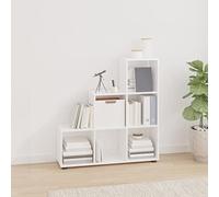 Yunovire Étagère d'escalier en bois blanc brillant, 107 cm, 6 compartiments, bibliothèque polyvalente pour salon, bureau, chambre à coucher