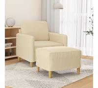Yunovire Fauteuil avec tabouret crème, 60 cm, en tissu, structure en métal robuste, expérience d'assise confortable pour adultes, chambre à coucher, salon