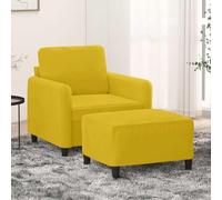 Yunovire Fauteuil avec tabouret jaune 60 cm en velours, structure en métal, rembourrage doux, ensemble de salon confortable pour salon et chambre à coucher, avec repose-pieds