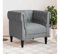 Yunovire Fauteuil Chesterfield en tissu gris clair, 78,5 cm de large, rembourré, avec pieds en bois massif, fauteuil lounge confortable, pour salon et chambre à coucher, charge maximale de 110 kg