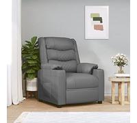 Yunovire Fauteuil de relaxation en cuir synthétique gris, fonction couchée manuelle, dossier réglable, fauteuil TV confortable pour salon, chambre à coucher, bureau, 78,5 x 95,5 x 100 cm