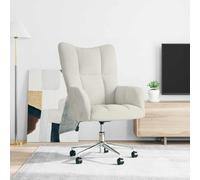 Yunovire Fauteuil de relaxation en velours blanc crème - Réglable en hauteur - Pivotant avec roulettes - Moderne et confortable - Pour salon, chambre à coucher, bureau - Charge maximale : 110 kg