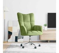 Yunovire Fauteuil de relaxation en velours vert clair, moderne, réglable en hauteur avec roulettes, fauteuil pivotant pour bureau, chambre à coucher et salon, fauteuil simple confortable pour adultes