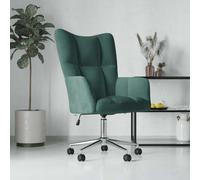Yunovire Fauteuil de relaxation en velours vert foncé, moderne, réglable en hauteur avec roulettes, fauteuil de bureau pivotant pour adultes, chaise de bureau confortable pour chambre à coucher, salon