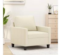 Yunovire Fauteuil en cuir synthétique crème 60 cm - Chaise longue robuste pour adulte - Fauteuil relaxant confortable pour chambre et salon - Design moderne - Charge maximale : 110 kg