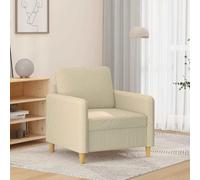 Yunovire Fauteuil en tissu crème de 60 cm, robuste, pour adulte, fauteuil rembourré confortable avec structure en métal, pour chambre à coucher, salon, fauteuil de lecture