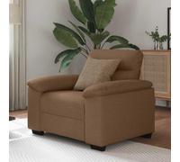 Yunovire Fauteuil lounge marron largeur d'assise : 60 cm - Revêtement en tissu - Structure en bois robuste et métal - Fauteuil simple confortable pour salon, chambre à coucher, bureau - Charge