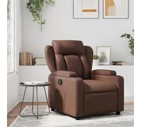 Yunovire Fauteuil relax en cuir synthétique marron - Fauteuil TV manuel avec porte-gobelets - Fauteuil de repos confortable pour chambre à coucher, salon, adulte - Charge maximale : 110 kg