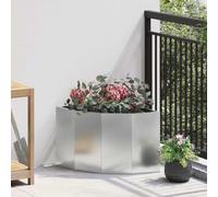 Yunovire Jardinière d'angle argentée 45 x 45 x 35 cm en acier galvanisé Design robuste pour jardin, balcon, terrasse, coin de jardin, intérieur et extérieur, idéal pour plantes, fleurs, herbes