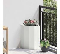 Yunovire Jardinière d'angle blanche 30 x 30 x 50 cm en acier avec design robuste pour l'intérieur et l'extérieur, idéale pour balcon, terrasse, coin de jardin, pot de plantes, décoration de jardin