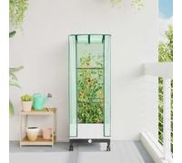 Yunovire Jardinière de jardin avec couvercle de serre et roues en polypropylène blanc pour fleurs, herbes, succulentes, cactus, orchidées, bonsaï, balcon, terrasse, cour