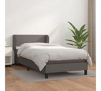 Yunovire Lit à sommier tapissier avec matelas, gris, 100 x 200 cm, en cuir synthétique, tête de lit réglable en hauteur, meuble de chambre moderne pour un sommeil réparateur